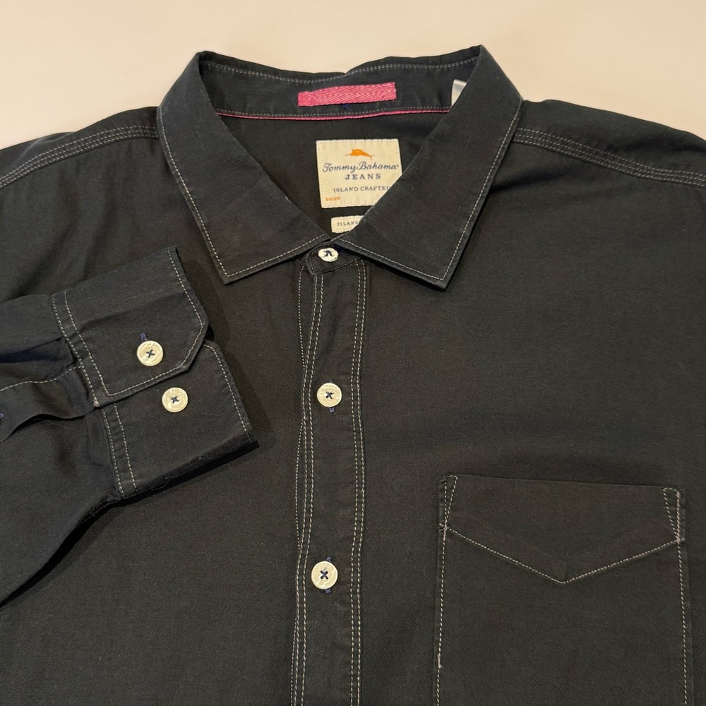 Tommy Bahama Jeans Island Crafted Men’s XXL Long Sleeve Button Down Black